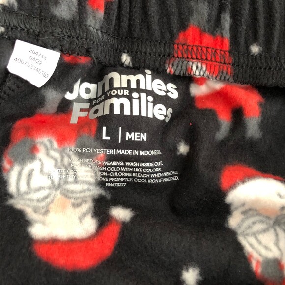 JAMMIES FOR YOUR FAMILIES SIZE L MEN'S 2 PIECES SLEEP SET SANTA GRAPHIC BLACK 94 - Picture 11 of 12